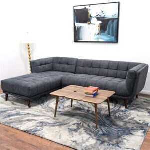 ASHCROFT Allen Grey Fabric Modern Living Room Corner Sectional Sofa