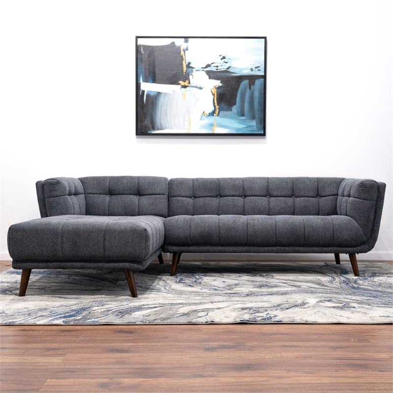 ASHCROFT Allen Grey Fabric Modern Living Room Corner Sectional Sofa