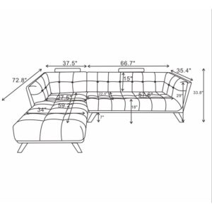 ASHCROFT Allen Grey Fabric Modern Living Room Corner Sectional Sofa