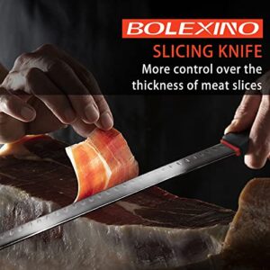 BOLEXINO 12 Inch Carving Slicing Knife, Ultra Sharp Premium Ham Slicer knife, Great for Slicing Roasts, Meats, Fruits and Vegetables (12" carving knife)