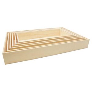 unfinished wood nesting trays, 2 sets of 6 wooden crafting trays, for serving, organizing, diy décor, and play tray, by woodpeckers