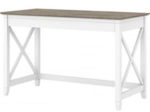 bush furniture key west writing table for home office | small modern farmhouse desk, 48w, pure white and shiplap gray