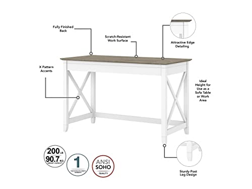 Bush Furniture Key West Writing Table for Home Office | Small Modern Farmhouse Desk, 48W, Pure White and Shiplap Gray