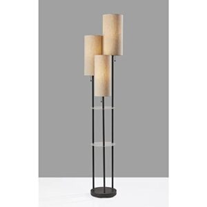 Adesso 4305-01 Trio Shelf Floor Lamp, 68 in, 3 x 40W Type A (Not Included), Black w/Antique Brass Accents, Floor Lamps