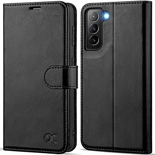 OCASE Compatible with Galaxy S21 5G Wallet Case, PU Leather Flip Folio Case with Card Holders RFID Blocking Kickstand [Shockproof TPU Inner Shell] Phone Cover 6.2 Inch (2021) - Black