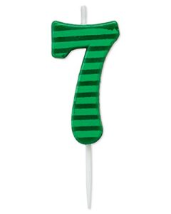 papyrus number 7 birthday candle, green stripes (1-count)