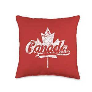 canada gifts & apparel co. canada retro vintage proud canadian flag maple leaf throw pillow, 16x16, multicolor