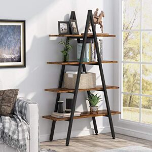 Tribesigns 4-Tier Bookshelf, A-Shaped Bookcase 4 Shelves Industrial Ladder Shelf Open Display Shelves Book Storage Organizer for Living Room, Home Office