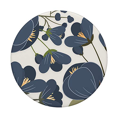 Cute Navy Blue Floral Botanical Pattern PopSockets PopGrip: Swappable Grip for Phones & Tablets