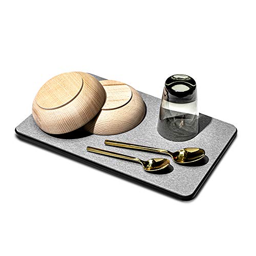 Madesmart Drying Stone Dish Drying Mat with Nonslip Base, Mineral-Based Dish Mat for Kitchen Counters, Carbon