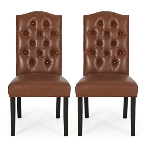 Christopher Knight Home Harriet Dining Chair Sets, Cognac Brown + Dark Brown