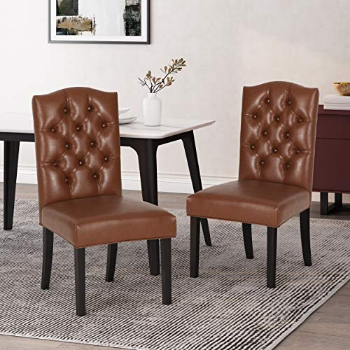 Christopher Knight Home Harriet Dining Chair Sets, Cognac Brown + Dark Brown