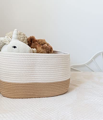 OrganiHaus Storage Baskets for Shelves Set of 3 | Woven Baskets for Storage | Cotton Rope Storage Baskets | Decorative Baskets for Storage | Cotton Rope Baskets for Storage | Book Basket - Honey