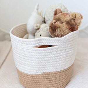 OrganiHaus Storage Baskets for Shelves Set of 3 | Woven Baskets for Storage | Cotton Rope Storage Baskets | Decorative Baskets for Storage | Cotton Rope Baskets for Storage | Book Basket - Honey