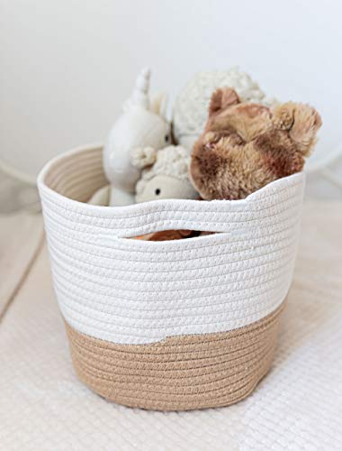 OrganiHaus Storage Baskets for Shelves Set of 3 | Woven Baskets for Storage | Cotton Rope Storage Baskets | Decorative Baskets for Storage | Cotton Rope Baskets for Storage | Book Basket - Honey