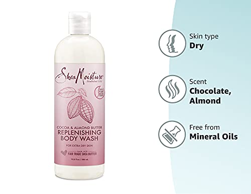 SheaMoisture Body Wash Extra Dry Skin Replenishing Cocoa Almond Cruelty Free Body Wash Made with Fair Trade Shea Butter 19.8 oz