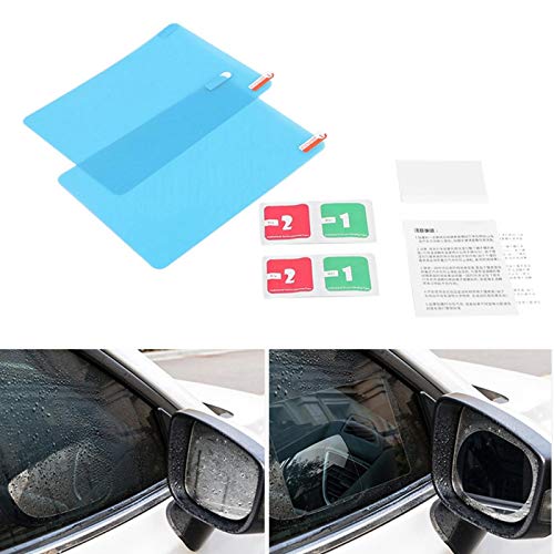 Car Rearview Mirror Film, 2pcs Rainproof Waterproof Mirror Film Anti Fog Protective Film Rain Shield Oval 5.9 x 7.9in Nano Car Film