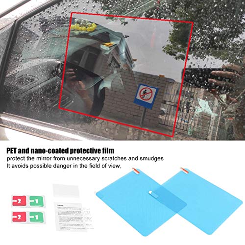 Car Rearview Mirror Film, 2pcs Rainproof Waterproof Mirror Film Anti Fog Protective Film Rain Shield Oval 5.9 x 7.9in Nano Car Film