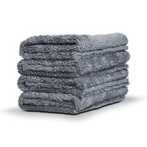 adam's lite borderless grey microfiber towel (4 pack) - car detailing towel