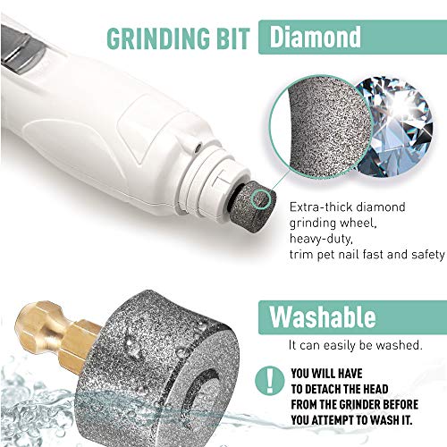 REXIPETS Dog Nail Grinder Replacement Head - Pet Nail Grinder Diamond Tip for Paws- 2 Pack Professional Dog Claw Grinder Bits Replaceable Diamond Nail Grinder Wheel (Tall)