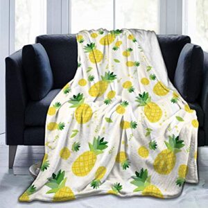 pineapple fruit fleece throw blanket cozy soft plush blanket for sofa couch bed - 50" x 40"