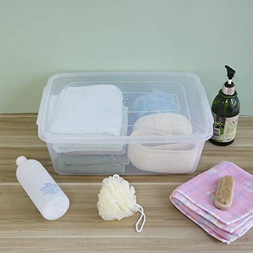 Easymanie Plastic Latching Box, Multi-Purpose 16 Quart Clear Storage Bin, 2 Packs