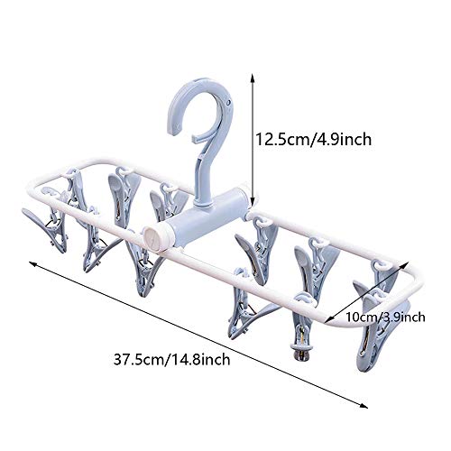 ZACI 2 Pack Clothes Drying Rack,12 Clips Laundry Drying Rack Folding Sock and Underwear Hanger