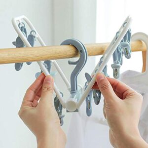 ZACI 2 Pack Clothes Drying Rack,12 Clips Laundry Drying Rack Folding Sock and Underwear Hanger