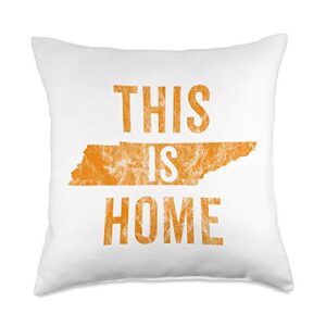 tennessee state flag home shirt co. this is home tennessee state orange proud fan gift vintage throw pillow, 18x18, multicolor