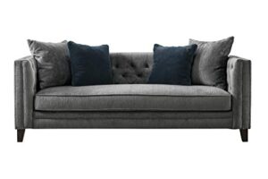 acanva luxury tuxedo velvet tufted track arm living room sofa, 85”w couch, grey