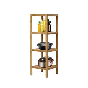 kinbor Bamboo Bathroom Shelf, Bathroom Storage Shelf Freestanding, 4 Tier Shelving Unit Corner Rack for Bathroom