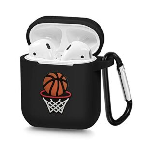 airpods case, premium tpu shockproof protective cover for airpods 2 & 1, airpods 2 & 1 charging case headphone case with keychain - basketball 2