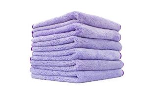 the rag company - minx royale - professional microfiber detailing towels, premium 70/30 blend, super plush, rinseless & waterless wash, buffing & polishing, 400gsm, 16in x 16in, lavender (6-pack)