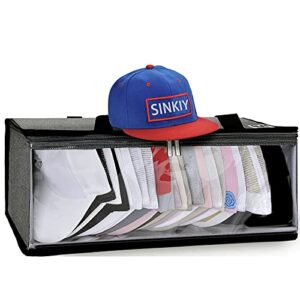 sinkiy hat storage for baseball caps - hat organizer with a bottom liner and dust proof design, storage organizer holds up to 25 hats for women and men (gray)
