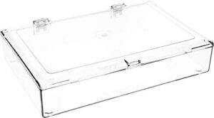 pioneer plastics 600c clear rectangular plastic hinged container, 9.5" w x 6.25" d x 1.5625" h