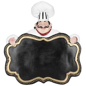 9.8inch cook statue chef sculpture with sign chalkboard, resin chef holding sign statue kitchen welcome decor figurine