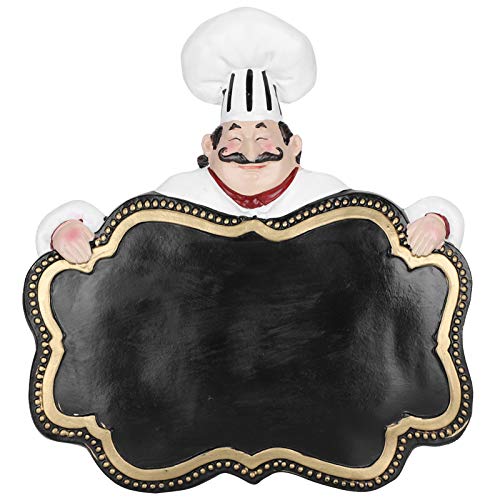 9.8inch Cook Statue Chef Sculpture with Sign Chalkboard, Resin Chef Holding Sign Statue Kitchen Welcome Decor Figurine