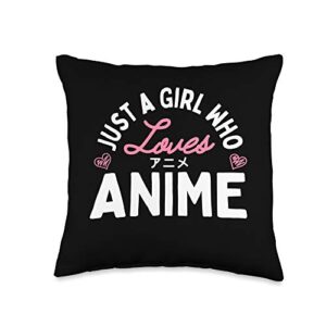 otaku lifestyle threads shirt co. just loves anime merch stuff gifts for teen girls throw pillow, 16x16, multicolor