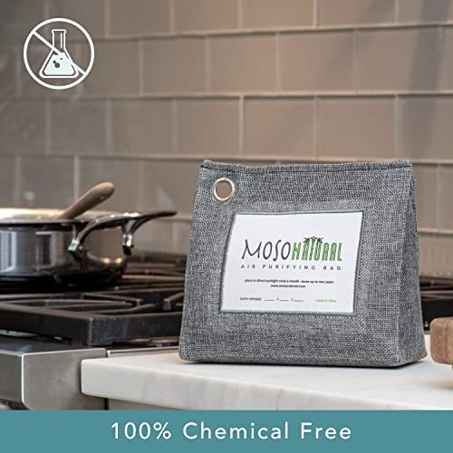 Moso Natural Air Purifying Bag 600g (2 Pack). A Scent Free Odor Eliminator for Kitchens, Bedrooms, Living Rooms, Pet Areas. Premium Moso Bamboo Charcoal Odor Absorber. Freestanding Design.