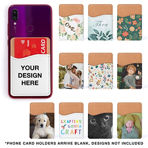 RYTOO Sublimation Blanks Phone Wallet - PU Leather Card Holder for Back of Phone Stick on iPhone Android HTV Friendly DIY Blanks for Vinyl Projects (White PU Leather)