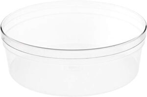 pioneer plastics 183c clear round plastic container with frosted bottom, 6.875" w x 2.625" h, pack of 4