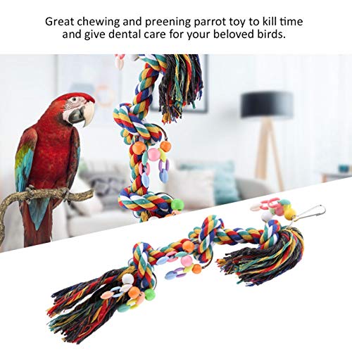 GLOGLOW Bird Chewing Toys, Parrot Multicolored Yarn Rope Playthings Hanging Chewing Toys Pet Bird Knots Block Toy Colorful Beak Care Tools