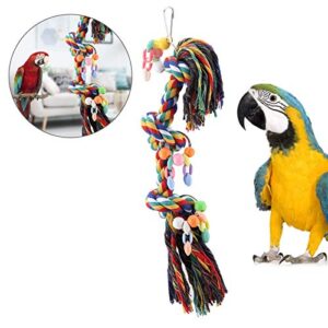 GLOGLOW Bird Chewing Toys, Parrot Multicolored Yarn Rope Playthings Hanging Chewing Toys Pet Bird Knots Block Toy Colorful Beak Care Tools