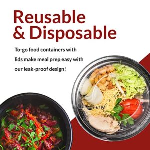 Reli. Meal Prep Container Bowls, 32 oz. | 45 Pack | Reusable 32 oz Meal Prep Bowls/Food Containers | Microwavable Bowls with Lids, Black Food Storage Containers/Food Prep | Black, Airtight Lids