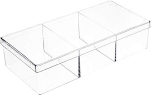 pioneer plastics 182c clear rectangular plastic container with dividers, 6.75" w x 3.1875" d x 1.625" h