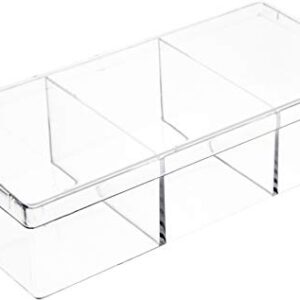 Pioneer Plastics 182C Clear Rectangular Plastic Container with Dividers, 6.75" W x 3.1875" D x 1.625" H