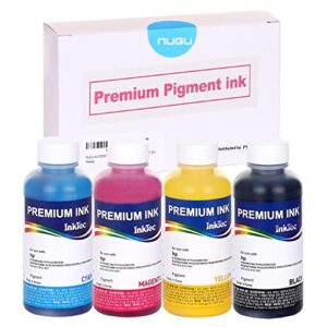 nugu 4x100ml refill ink, premium pigment inks made by in korea, for hp 970 971 711 903 952 953 954 955 972 973 975 993 inkjet printer for refillable ciss system.(not sublimation ink) 4 color