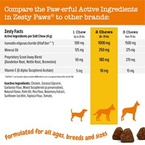 Zesty Paws Scoot Away Soft Chews for Dogs - with Bromelain, Vita Fiber & Dandelion Root for Digestive Support Against Scoots for Gut Health & Support for Normal Bowel Movement - 90 Soft Chews