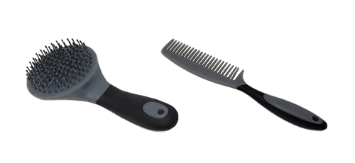 Premium Horse Grey Grooming Kit | 9 Piece Durable Hair groomer Brush Set