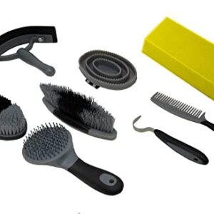 Premium Horse Grey Grooming Kit | 9 Piece Durable Hair groomer Brush Set